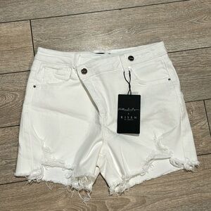 Risen Jean cross over Jean shorts white wash L